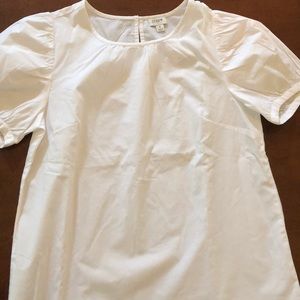 J. Crew White Puff-Sleeve Top